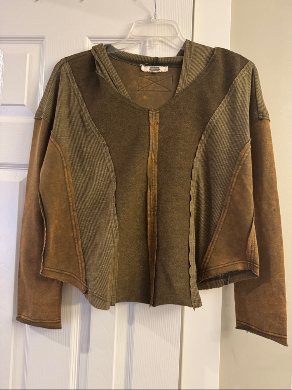 gimmicks by BKE Brown Patchwork Suede & Knit Zip Jacket